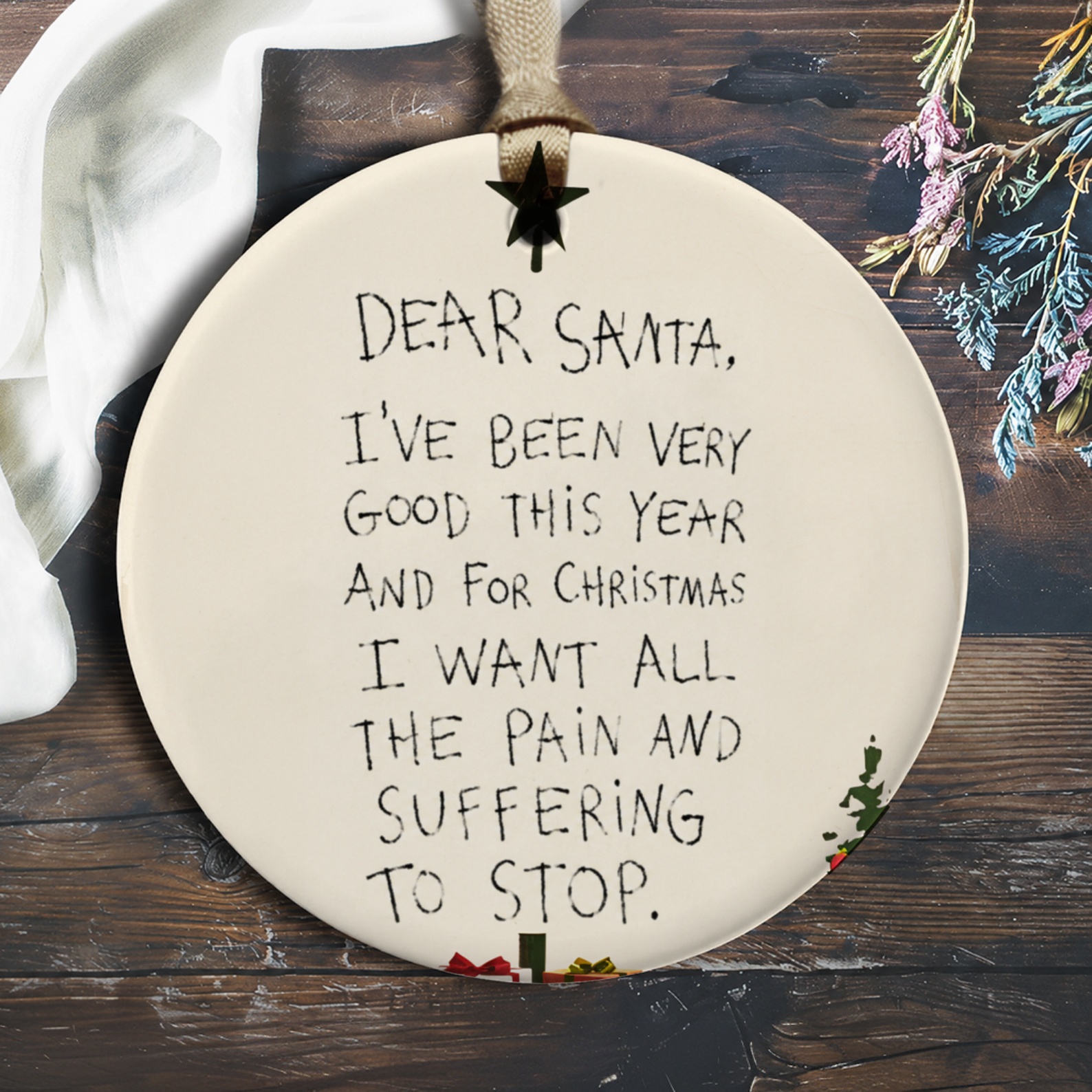 Dear Santa Christmas Ornament Funny Holiday Decor Gift Idea Xmas Tree Decoration Unique Festive Home Accent O779