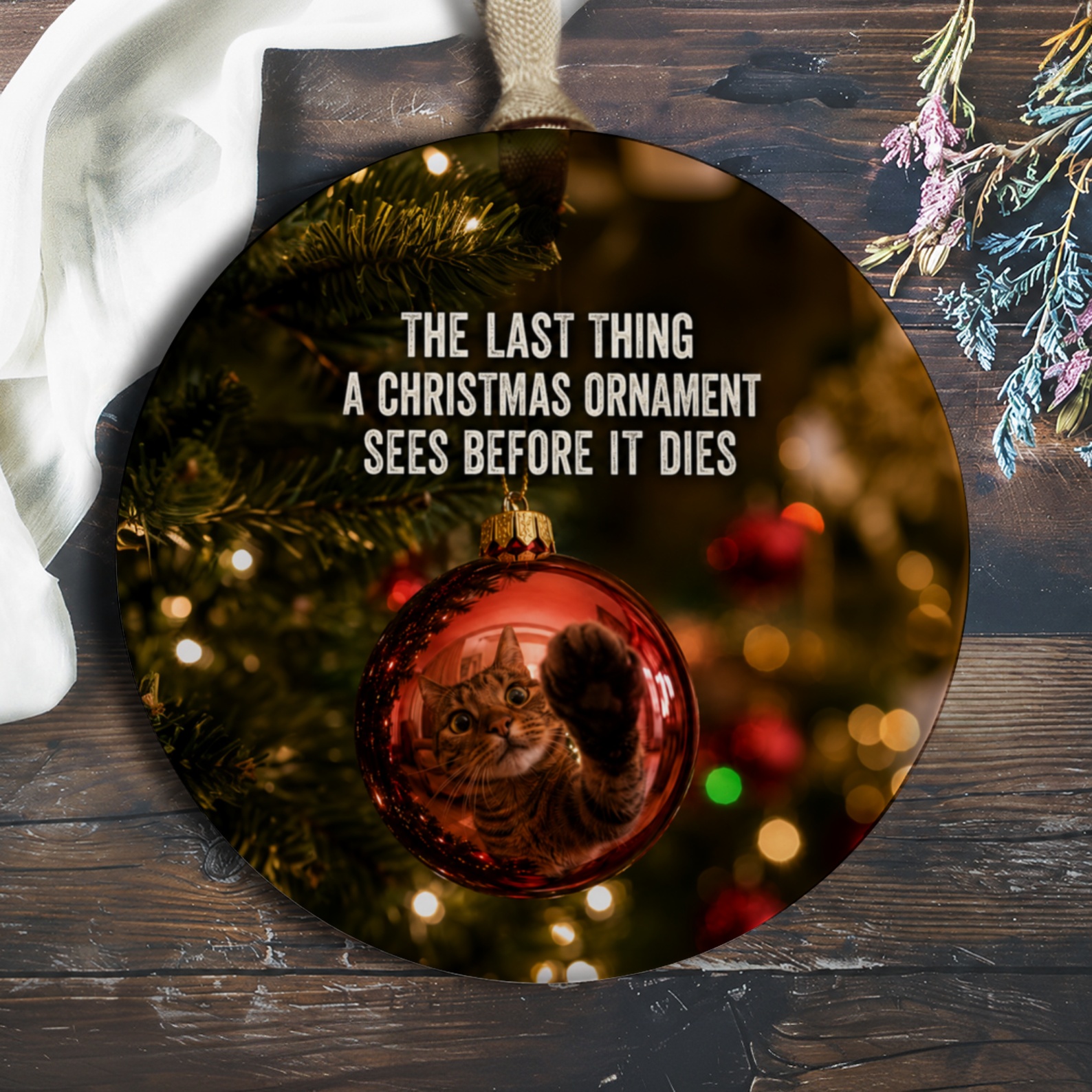 The Last Thing A Christmas Ornament Sees Before It Dies Funny Cat Christmas Ornament Holiday Decor Gift For Cat Lovers O780