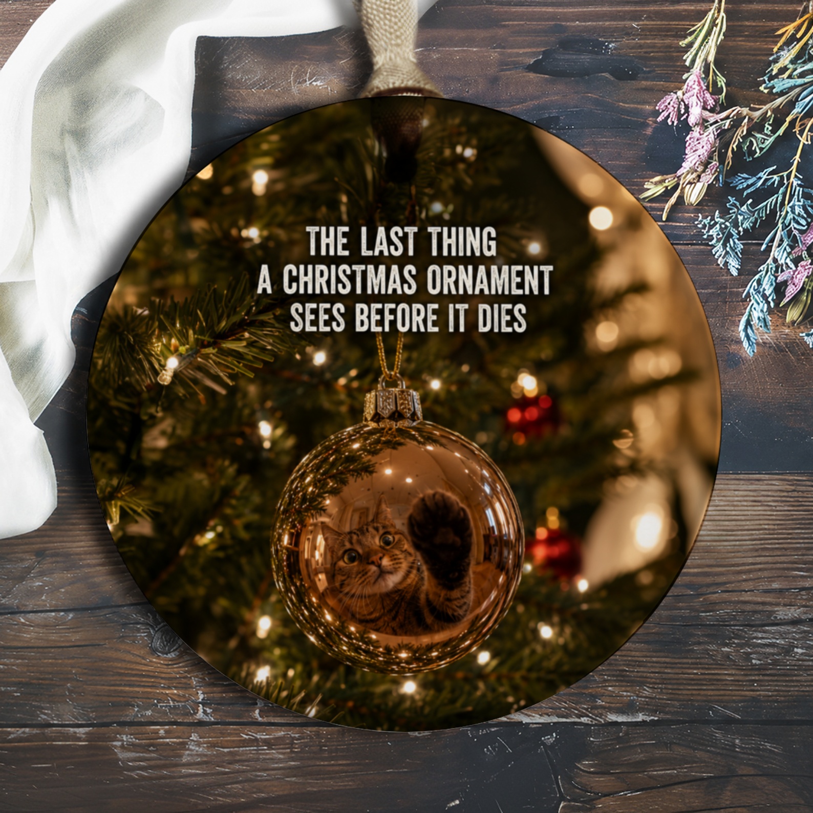 The Last Thing A Christmas Ornament Sees Before It Dies Funny Cat Ornament Christmas Tree Decoration Cat Lover Gift Holid O781