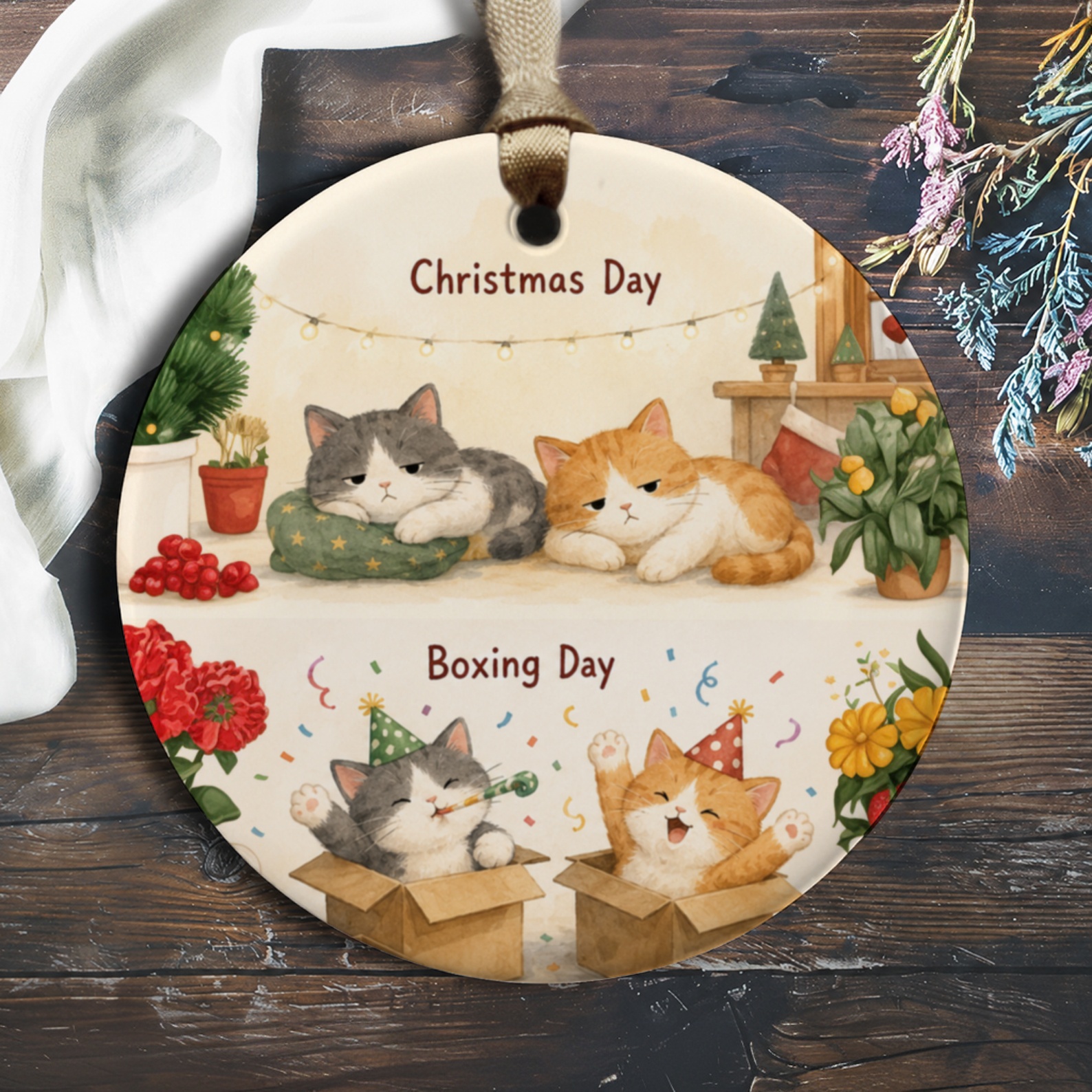 Christmas Day Boxing Day Ornament Cute Cat Holiday Decor Festive Christmas Tree Decoration Cat Lover Gift Winter Holiday O789