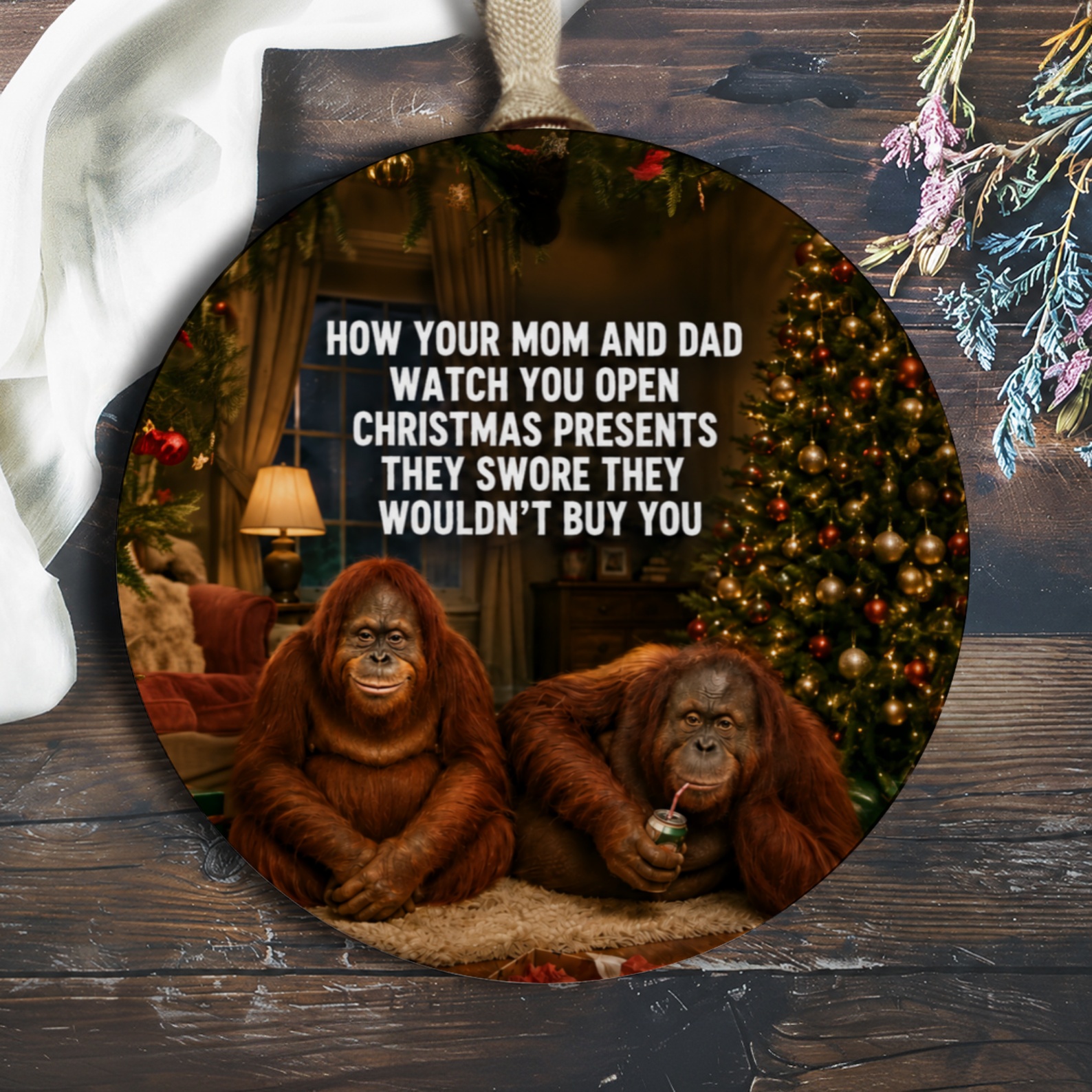 How Your Mom And Dad Watch You Open Christmas Presents Funny Christmas Ornament Parents Holiday Decor Cute Animal Tree Decoration O807