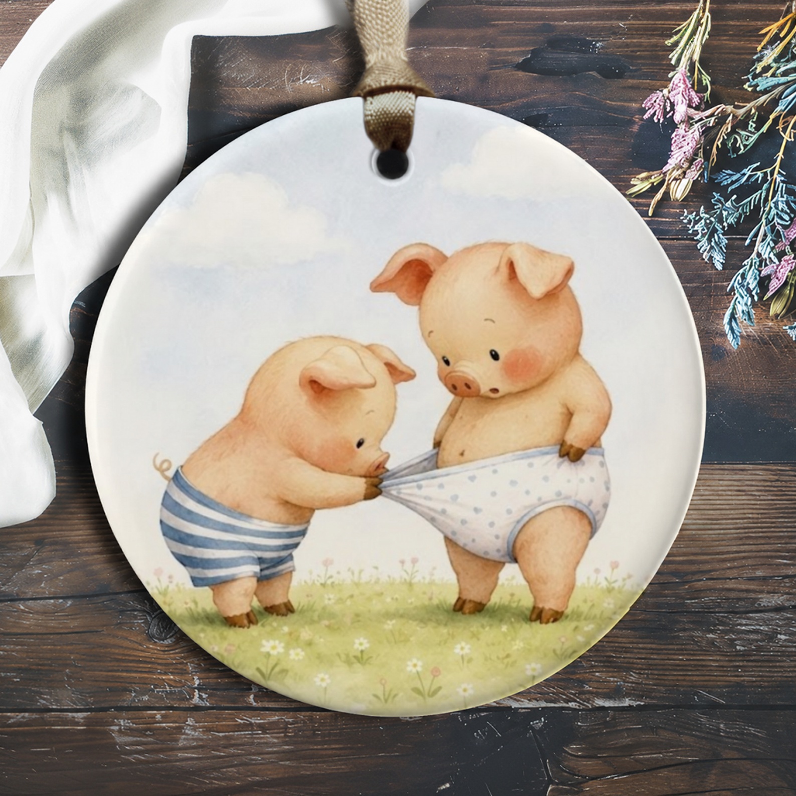 Cute Piglets Ornament Adorable Animal Decor Nursery Room Decoration Kids Room Ornament Gift For Animal Lover O811