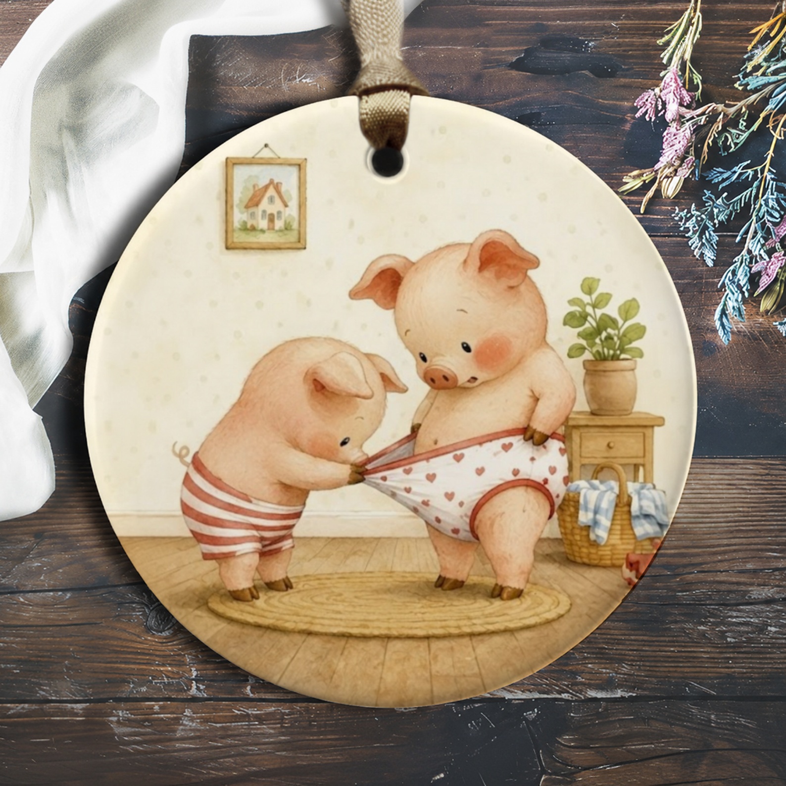 Cute Pig Ornament Adorable Animal Decor Farmhouse Style Everyday Ornament For Animal Lover Whimsical Home Decor Gift O812