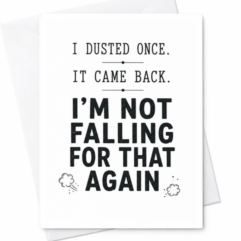 I Dusted Once. It Came Back. I'm Not Falling For That Again Funny Everyday Card Greeting Card For Friend Home Decor C4830
