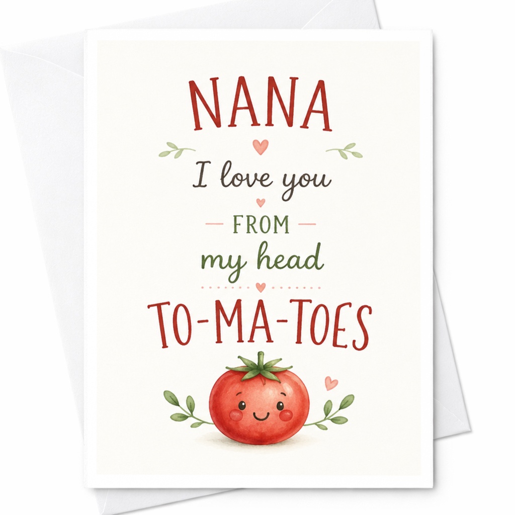 Nana I Love You From My Head To-Ma-Toes Cute Tomato Illustration Love Card For Grandma Sweet Greeting Card C4843