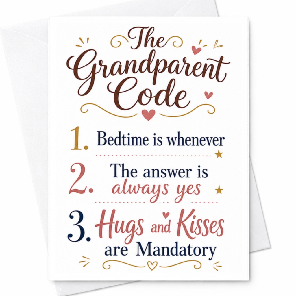 The Grandparent Code Funny Everyday Card For Grandparents Cute Family Greeting Card From Kids Sweet Grandparent Love C4849