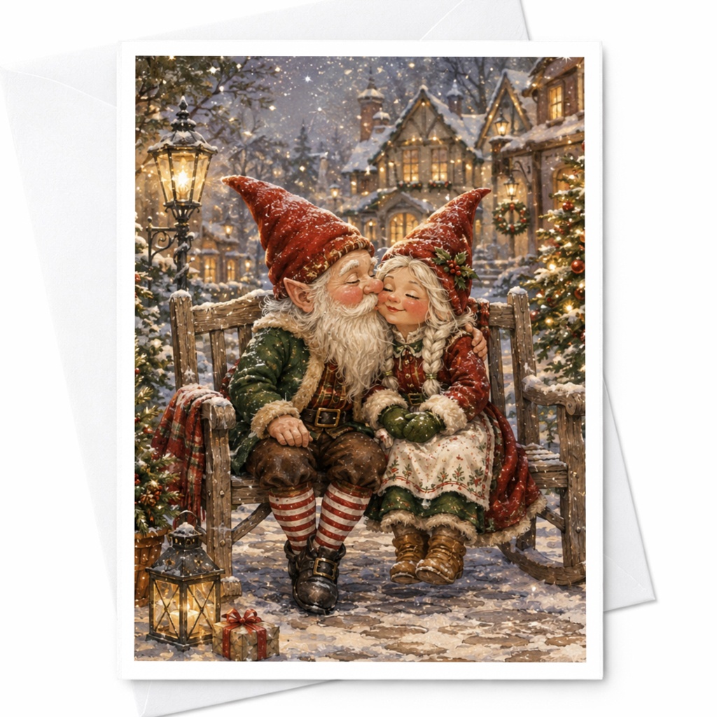 Gnome Christmas Card Cute Winter Scene Greeting Card Holiday Card For Friends Family Whimsical Festive Art Christmas Card C4867