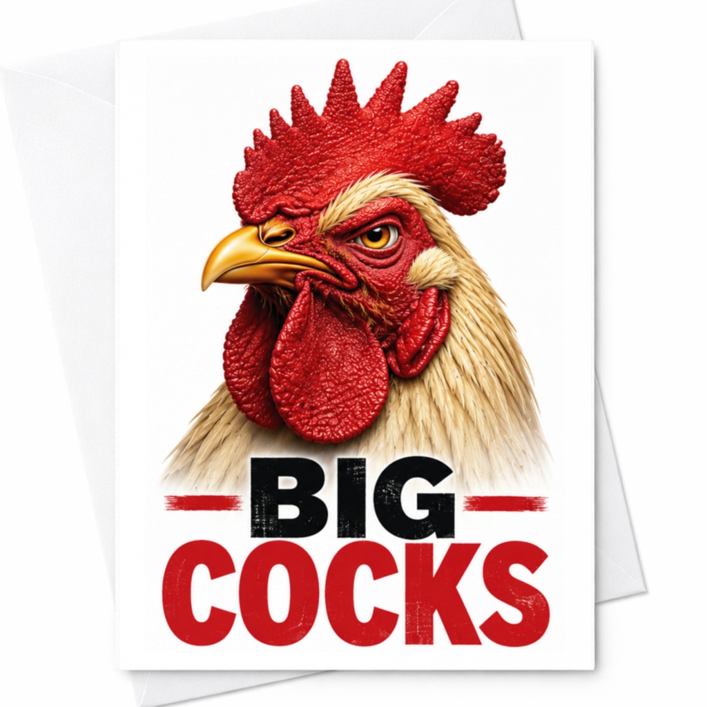 Big Cocks Funny Greeting Card Rooster Illustration Card For Friend Animal Lover Birthday Card C4870