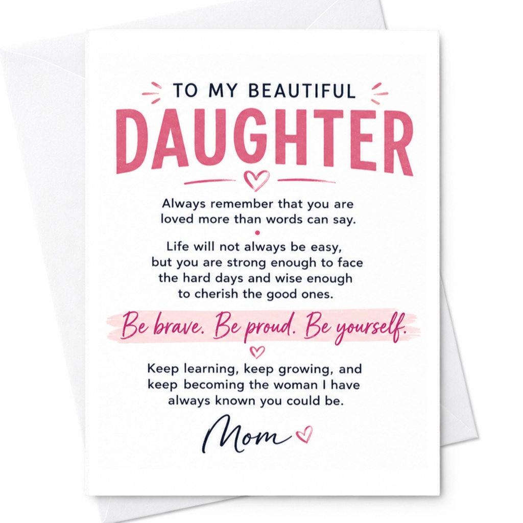 To My Beautiful Daughter Encouragement Card From Mom Inspirational Greeting Card For Daughter Be Brave Proud Yourself C4872
