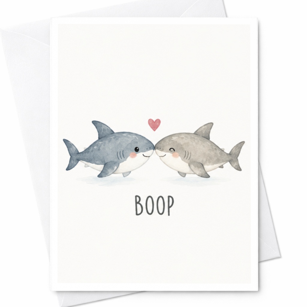 Boop Cute Shark Love Card Adorable Animal Greeting Card For Couple Romantic Anniversary Card Cute Sea Life C4891