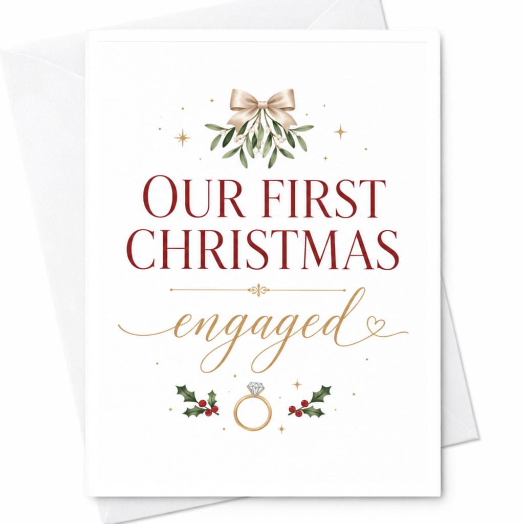 Our First Christmas Engaged Card Christmas Engagement Card Newly Engaged Couple Holiday Greeting Card Romantic For Fiance C4897