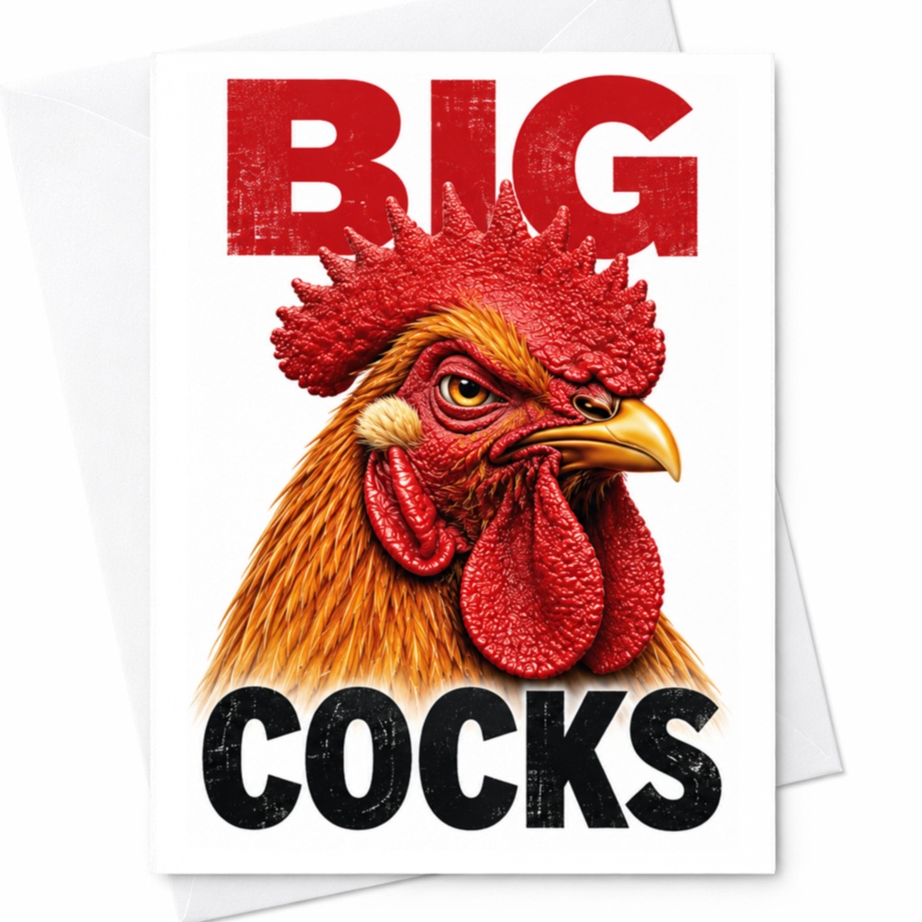 Big Cocks Funny Greeting Card Rooster Illustration Card For Him Animal Lover Birthday Card Joke Card C4869