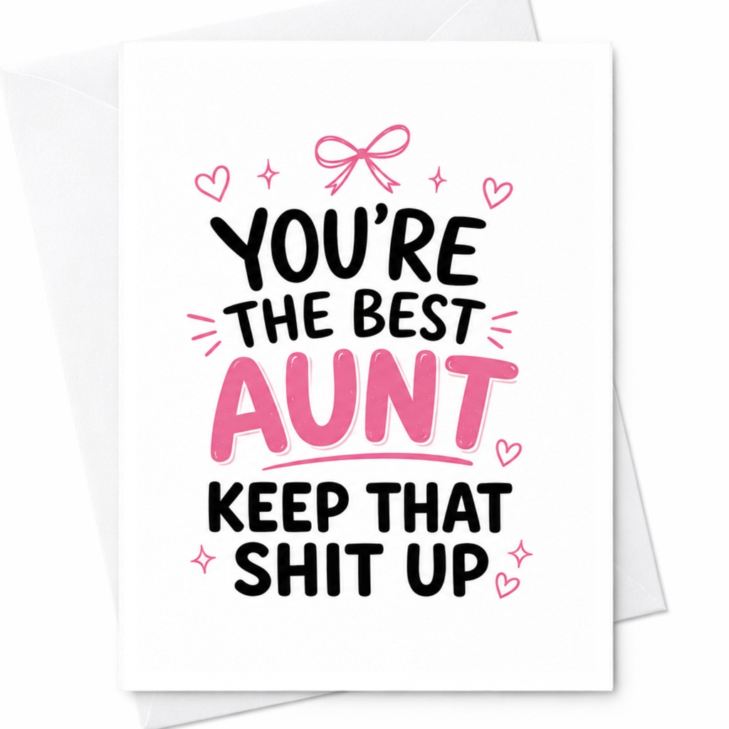 You're The Best Aunt Keep That Shit Up Funny Greeting Card For Aunt Appreciation Cute Everyday Card From Niece Nephew C4878