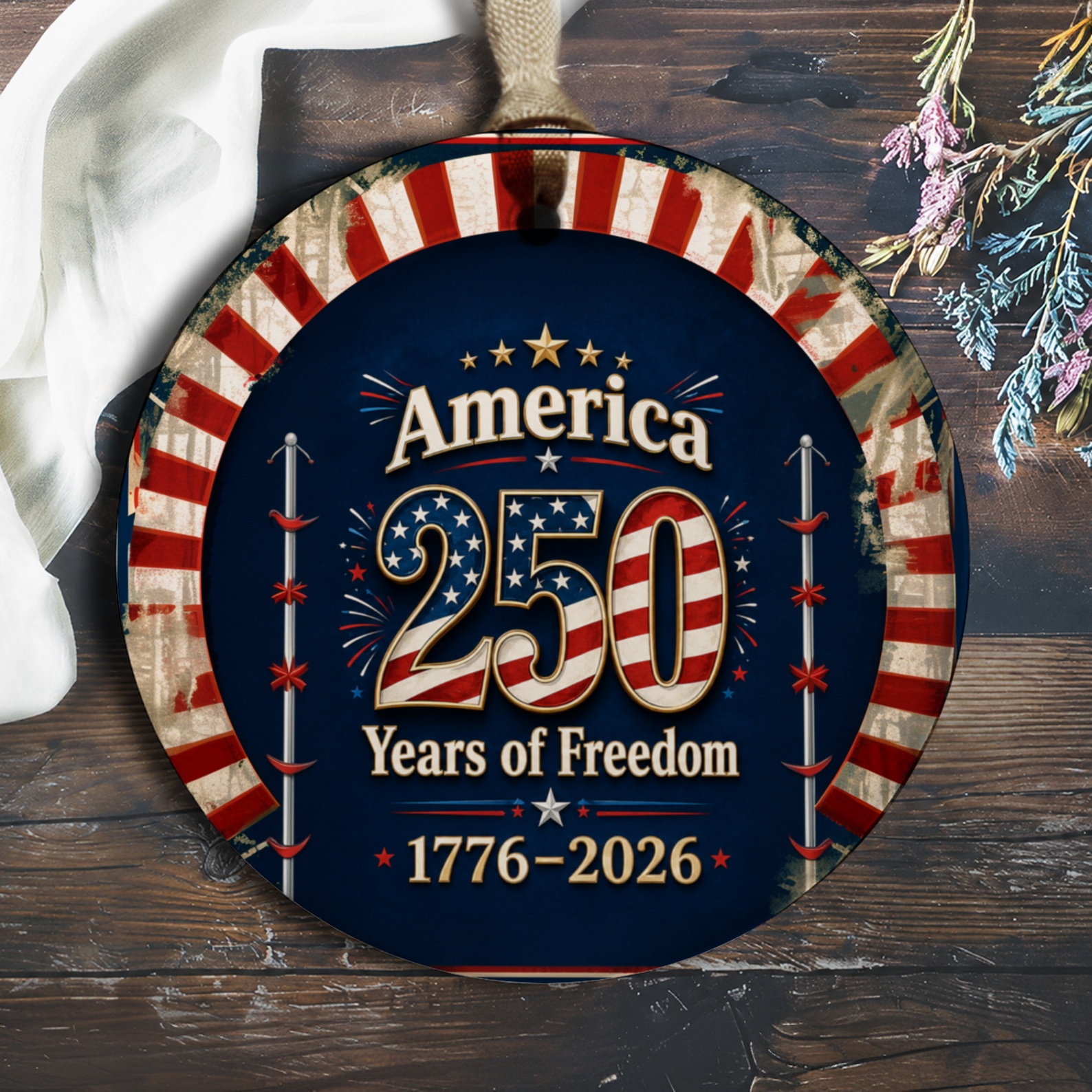 America 250 Years Of Freedom 1776-2026 Patriotic Ornament Independence Day Decor Usa Celebration Gift O827