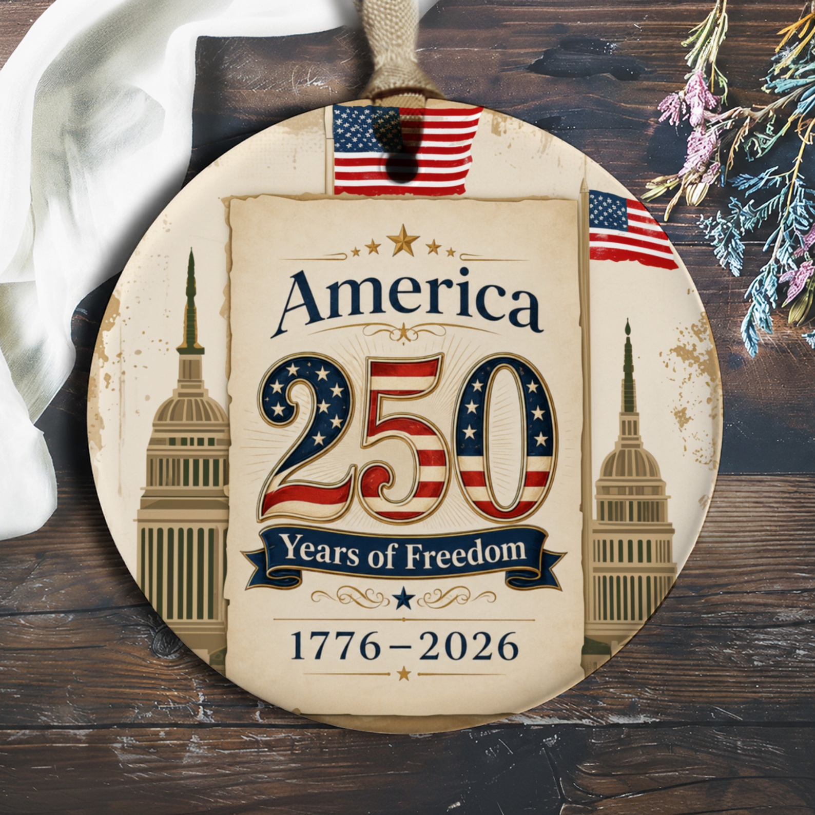 America 250 Years Of Freedom Ornament Patriotic Celebration 1776–2026 Independence Day Decor Usa Flag Gift O828