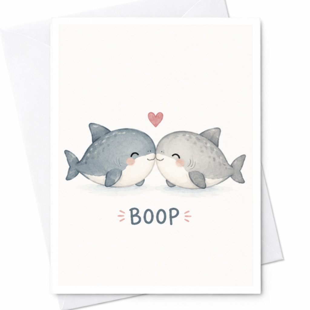 Boop Cute Shark Love Card Adorable Animal Greeting Card For Couple Romantic Anniversary Card Cute Sea Life Card C4892