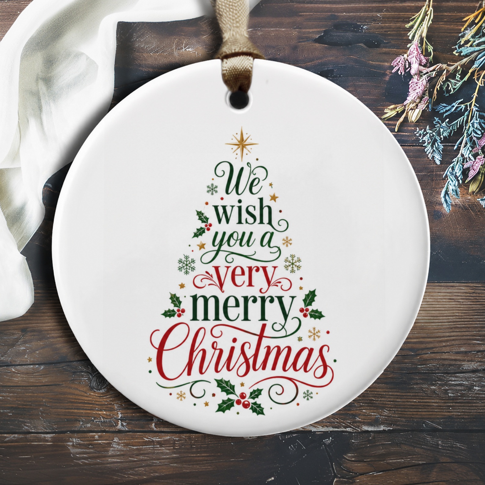 We Wish You A Very Merry Christmas Ornament Festive Holiday Decor Christmas Tree Decoration Gift For Family Friends O846