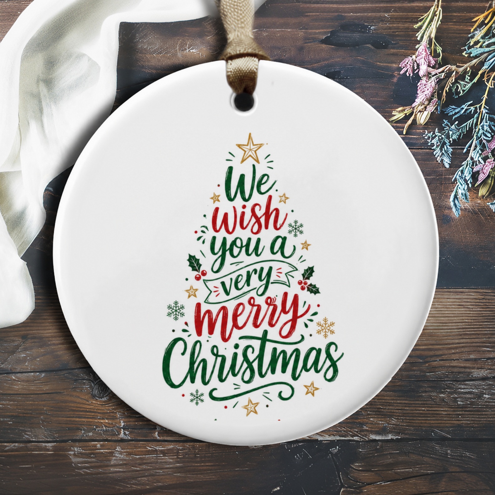 We Wish You A Very Merry Christmas Ornament Festive Holiday Decor Tree Decoration Gift Idea Seasonal Home Decor O847