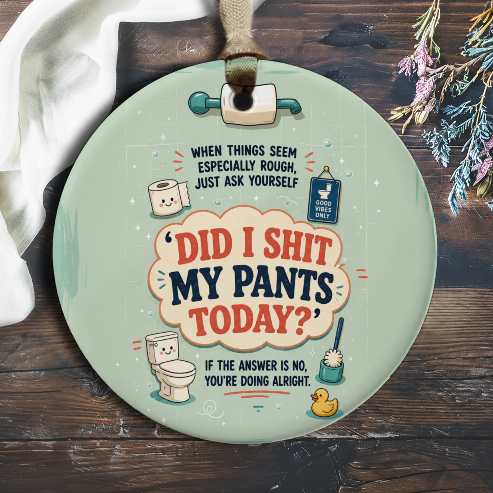 Did I Shit My Pants Today Funny Ornament Bathroom Decor Gag Gift For Friends Everyday Home Decoration O872