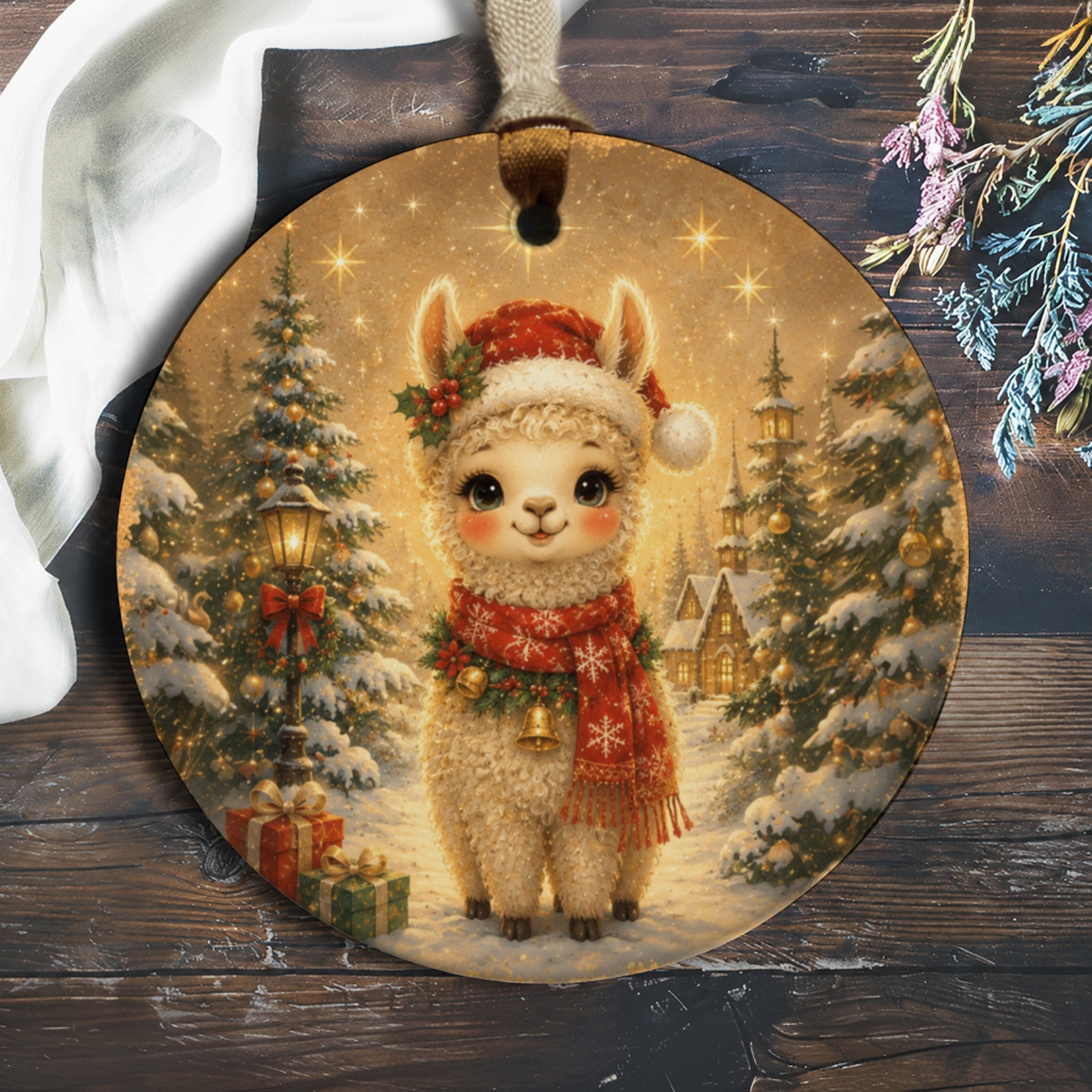Cute Christmas Llama Ornament Festive Holiday Decor Adorable Animal Winter Scene Gift For Llama Lover Christmas Tree Decoration O842