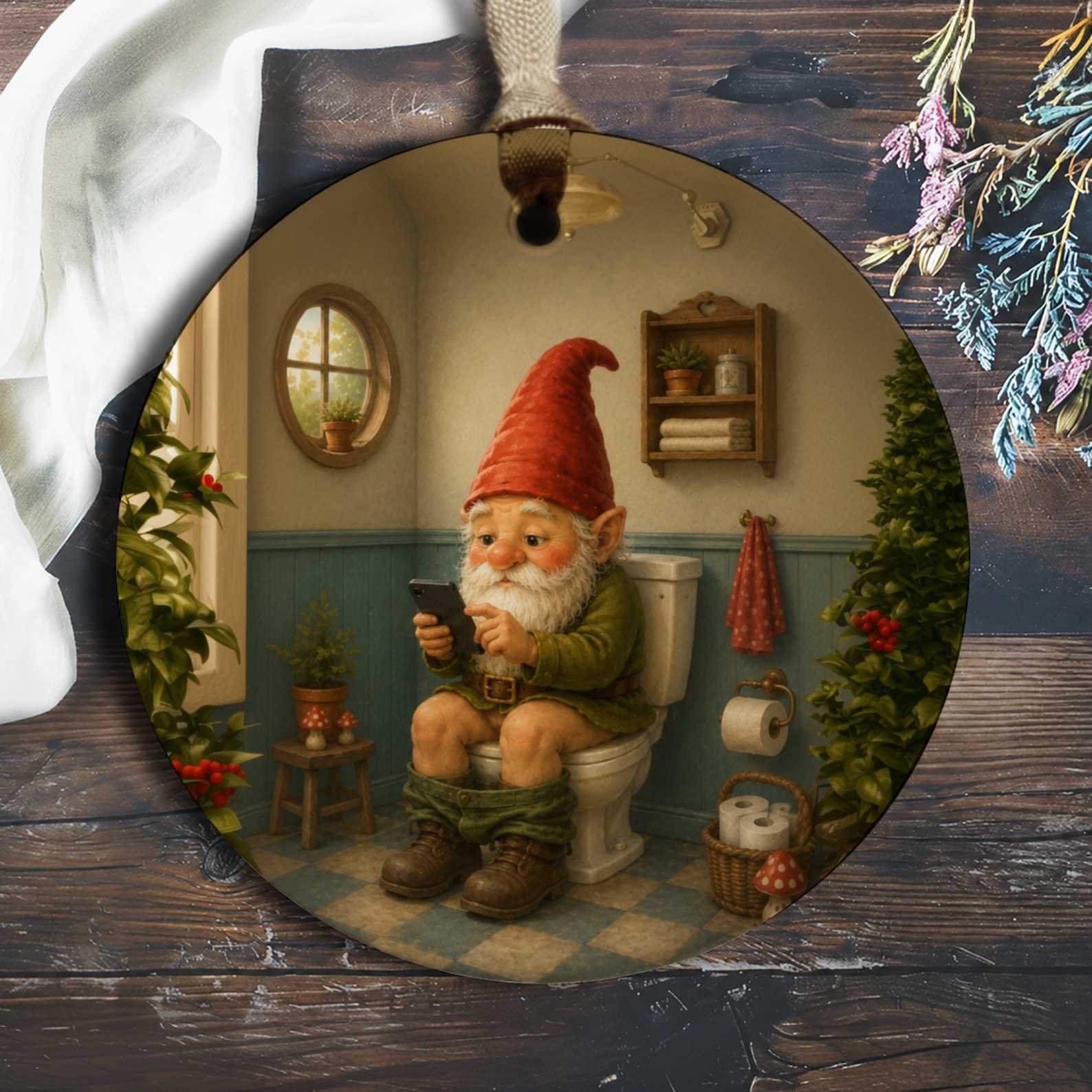 Funny Gnome Ornament Bathroom Decor Whimsical Home Decoration Cute Gnome Figurine Gift For Garden Lover Indoor Outdoor O886