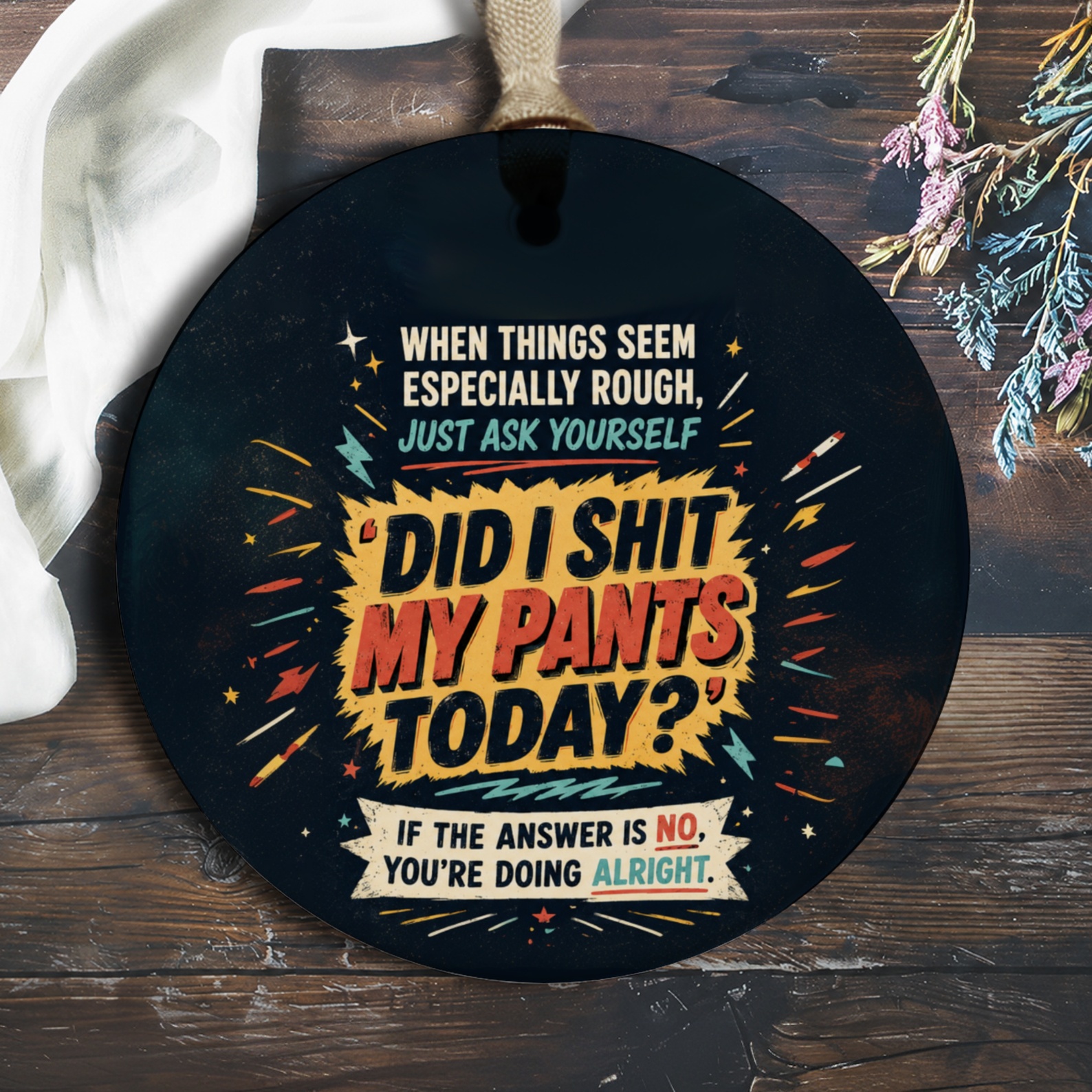 Did I Shit My Pants Today Funny Ornament Motivational Quote Gift For Friend Office Decor Gag Gift O873