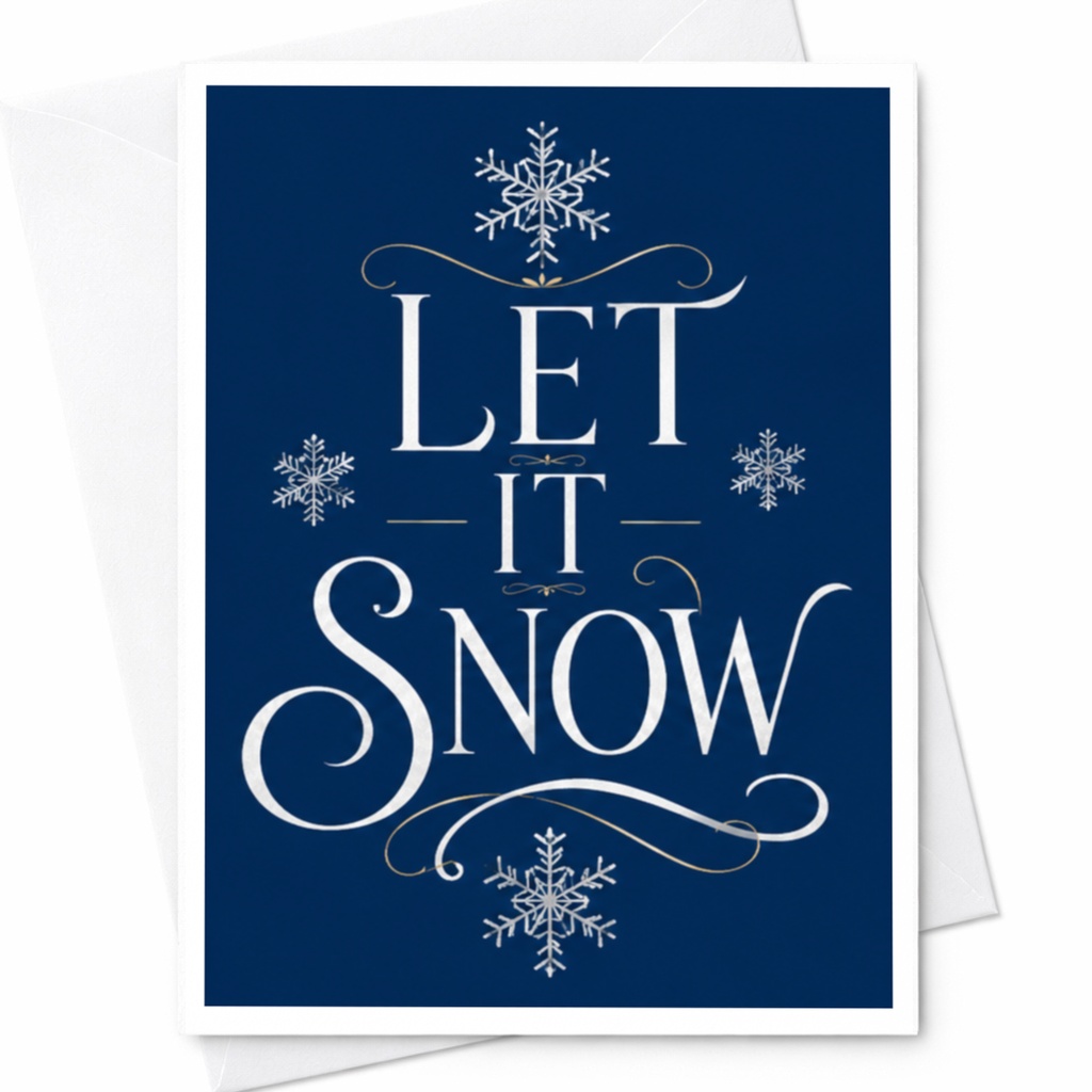 Let It Snow Christmas Card Vintage Style Holiday Greeting Card Mid-Century Snowflakes Winter Theme Retro 1950s Pinup C4957