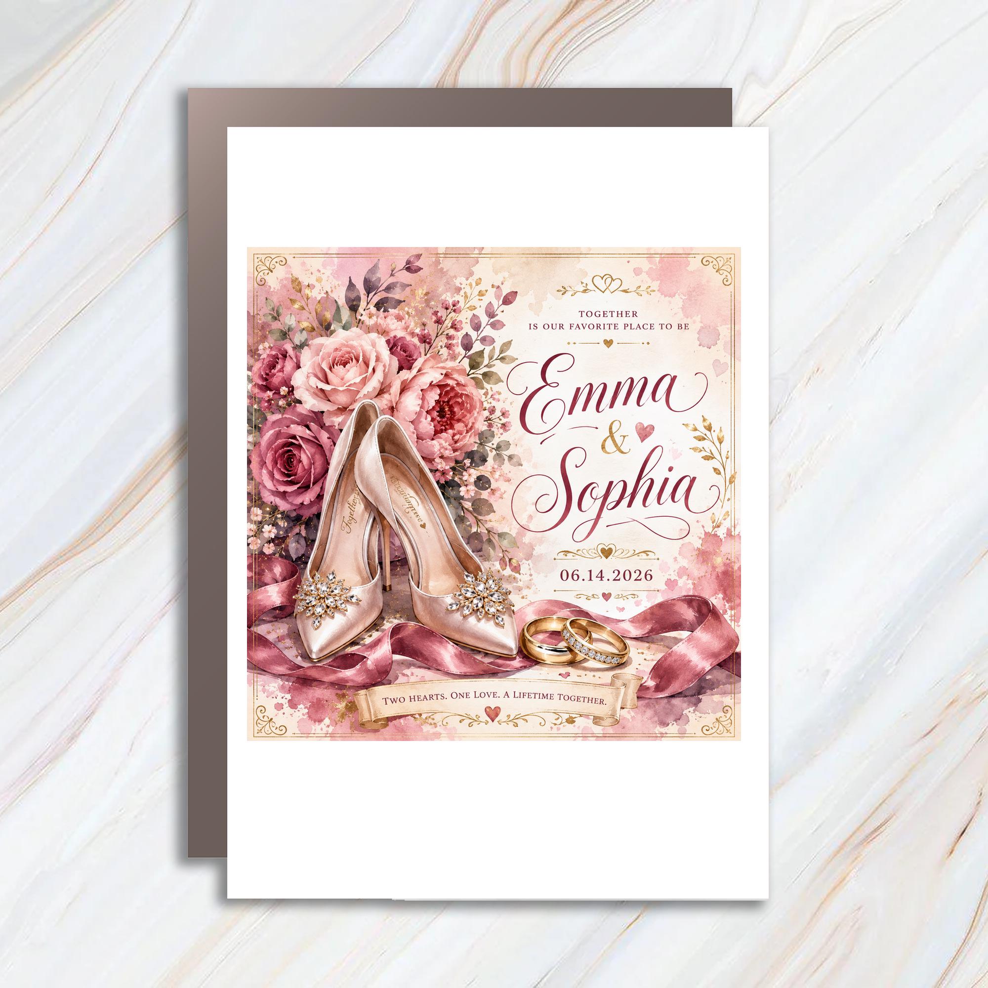Together Is Our Favorite Place To Be Wedding Card Emma & Sophia Personalized Floral Romantic Couple Keepsake C1090