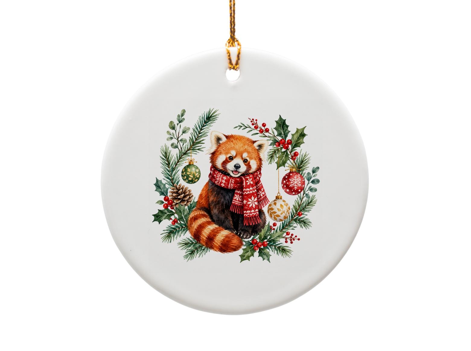Red Panda Christmas Ornament Cute Animal Holiday Decor Festive Tree Decoration Winter Wildlife Ornament For Animal Lovers O1097