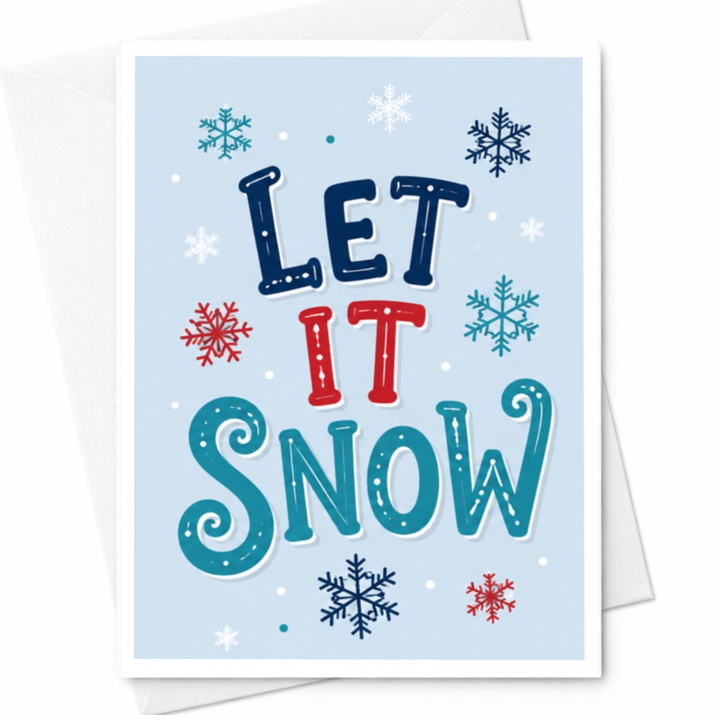 Let It Snow Christmas Card Retro Holiday Greeting Card Vintage Style Snowflakes Winter Season Festive Card For Friends Family C4958