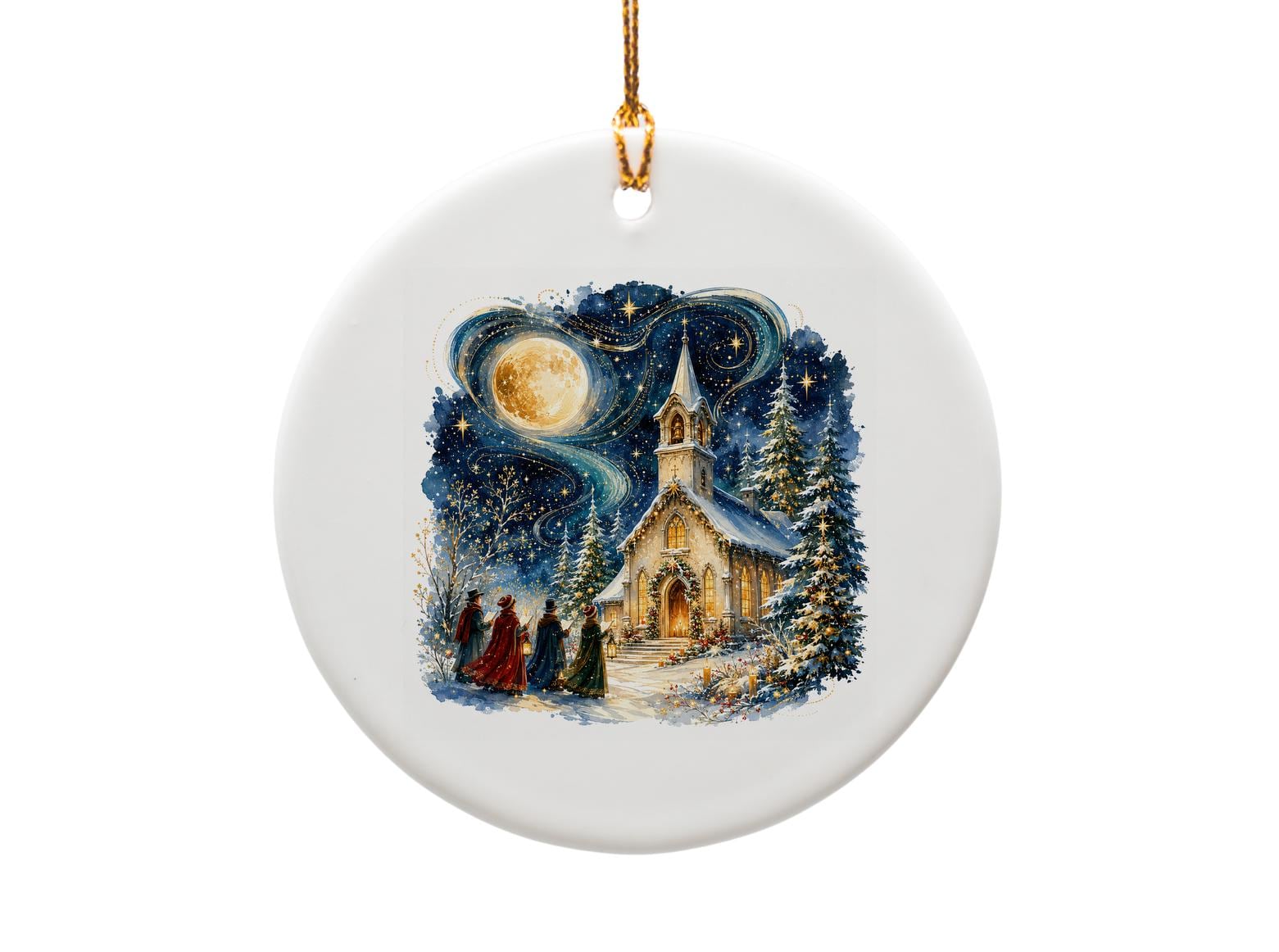 Christmas Church Scene Ornament Winter Carolers Decoration Holiday Home Decor Festive Christmas Tree Ornament Gift O1100
