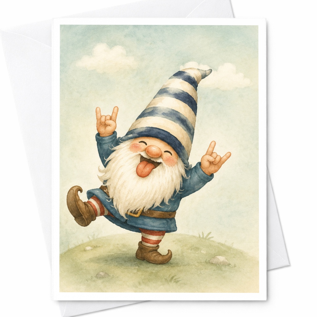 Whimsical Gnome Greeting Card Cute Everyday Card For Garden Lover Fun Illustration Blank Note Card For Friend C4980
