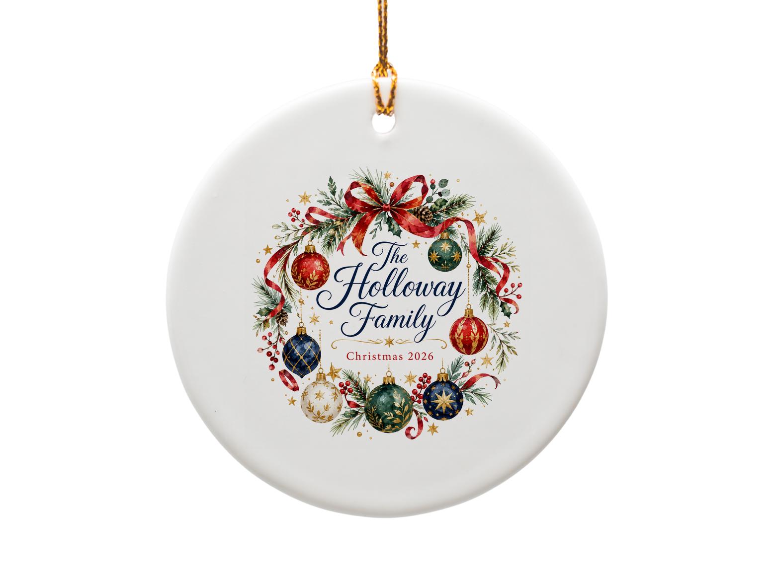 Family Christmas 2026 Personalized Ornament Festive Holiday Decor Custom Family Name Keepsake Gift O1091