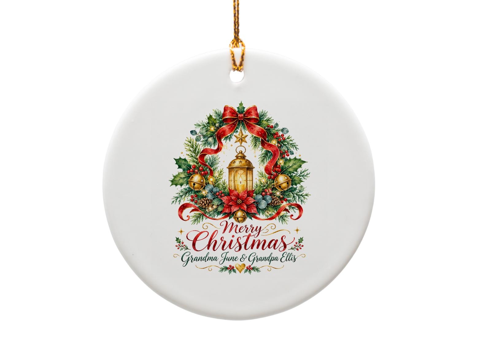 Merry Christmas Grandma & Grandpa Personalized Ornament Holiday Decor Custom Family Gift Keepsake O1094