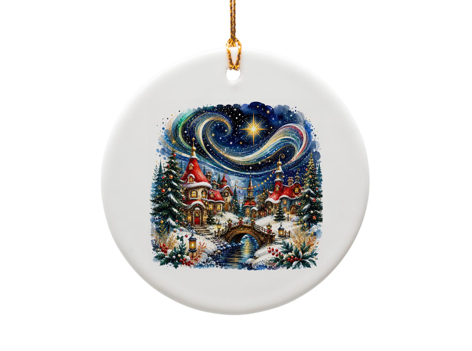 Christmas Village Scene Ornament Holiday Decor Winter Wonderland Ornament Festive Home Decoration Christmas Gift For Her O1098