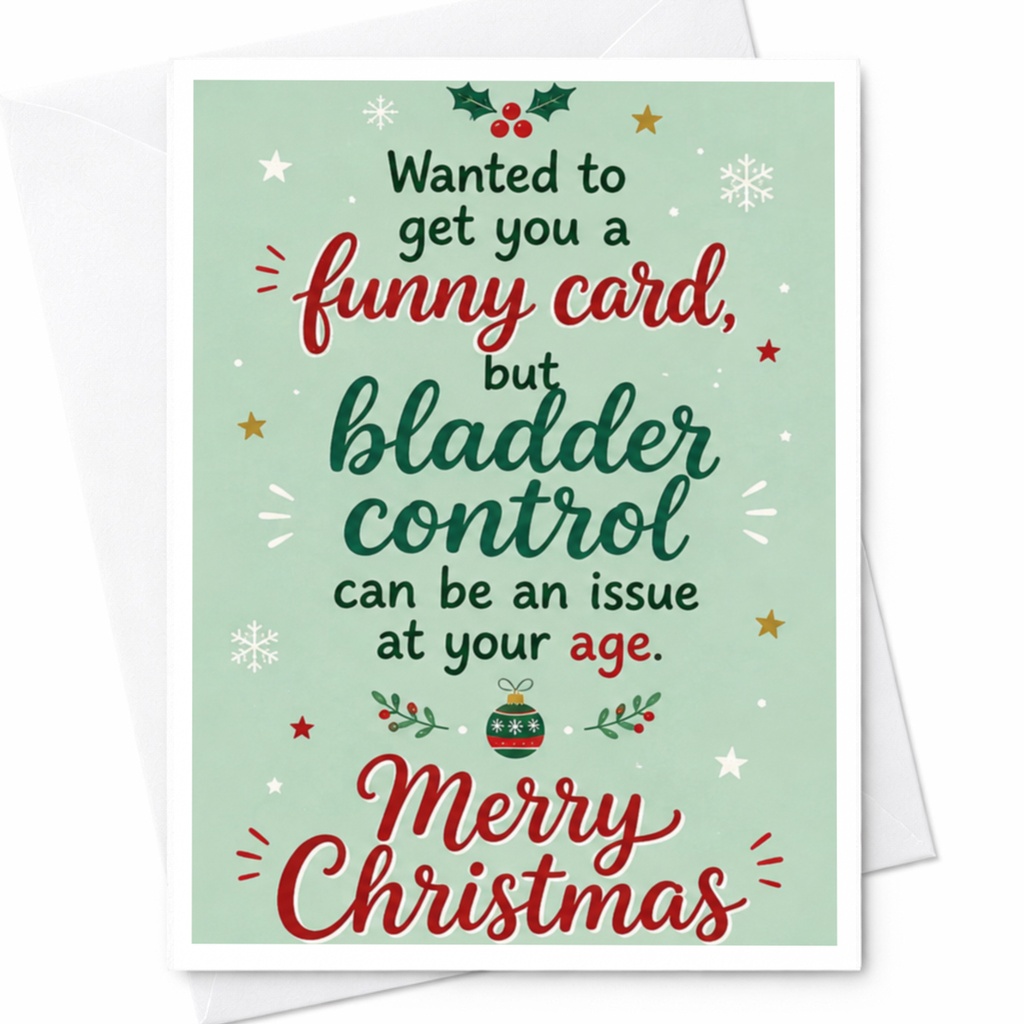 Wanted To Get You A Funny Card Bladder Control Issue Merry Christmas Card Holiday Greeting Card For Friend C5005