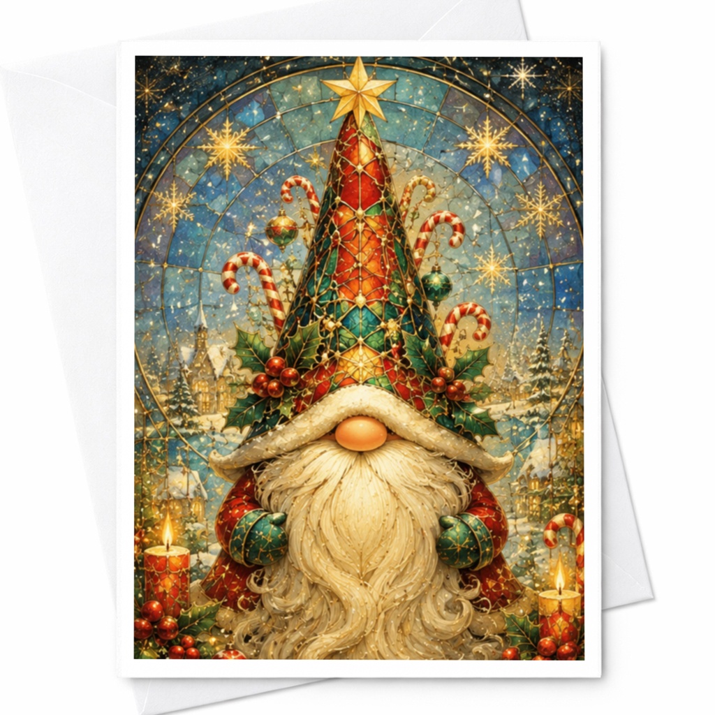 Christmas Gnome Greeting Card Festive Holiday Card Colorful Winter Scene For Friends Family Cute Seasonal Card C4985