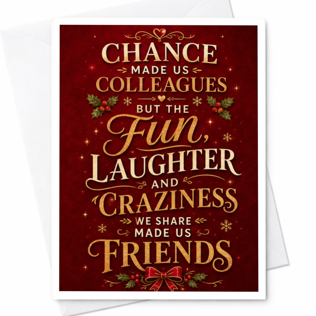 Chance Made Us Colleagues But The Fun, Laughter And Craziness We Share Made Us Friends Christmas Card For Colleague Holiday Greeti C5001