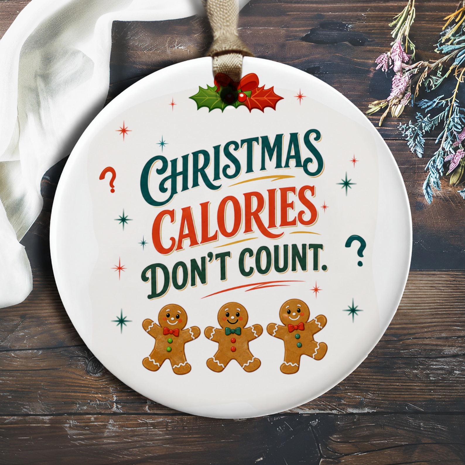 Christmas Calories Don't Count Funny Christmas Ornament Gingerbread Men Holiday Decor Cute Festive Decoration Gift O912