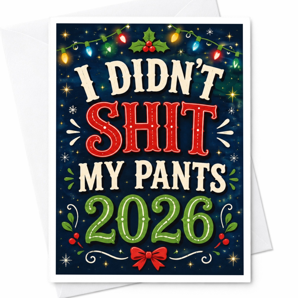 I Didn't Shit My Pants 2026 Funny New Year Card Greeting Card For Friends Celebration Festive Lights C5004