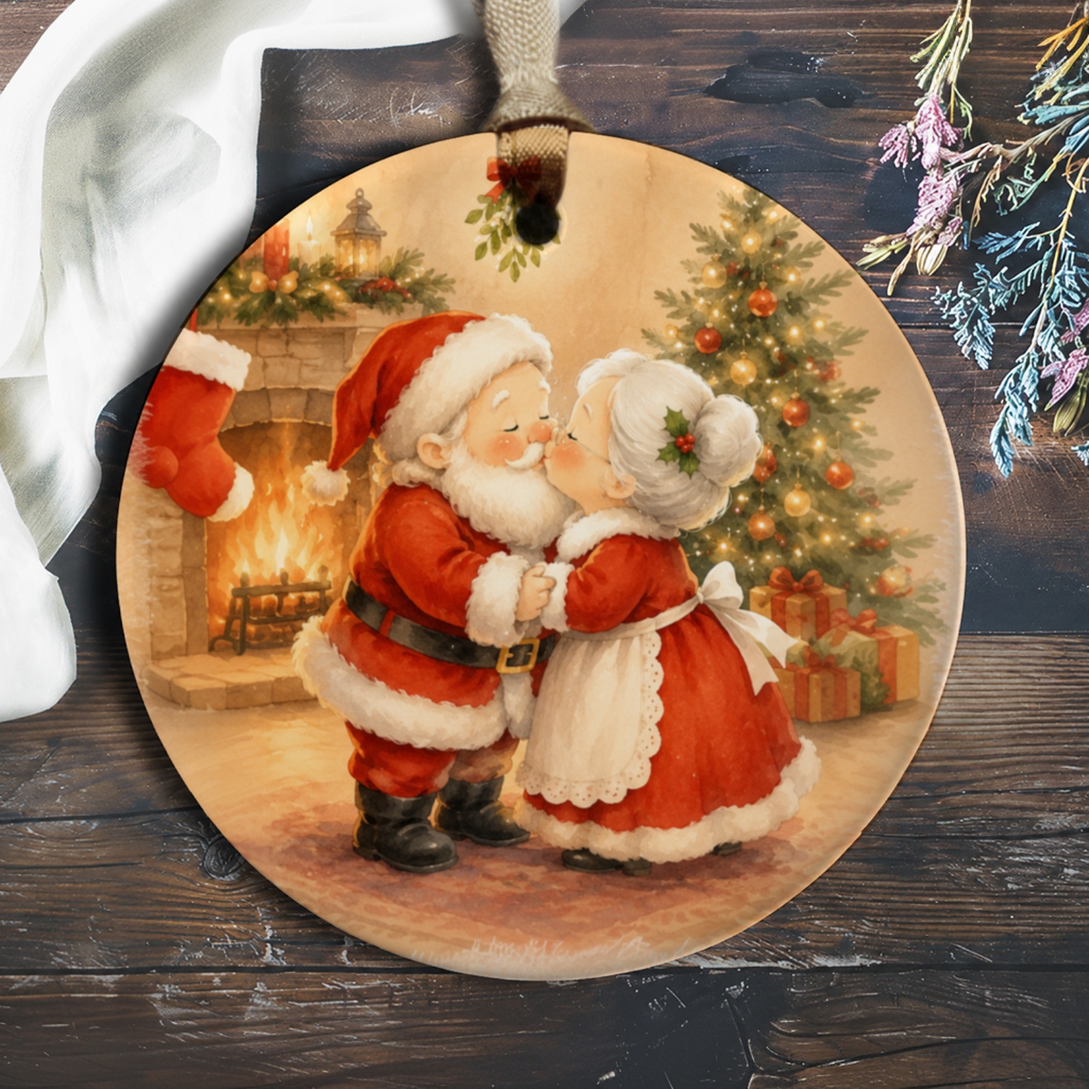 Santa And Mrs. Claus Christmas Ornament Cute Holiday Decor Festive Tree Decoration Vintage Style Christmas Gift O930