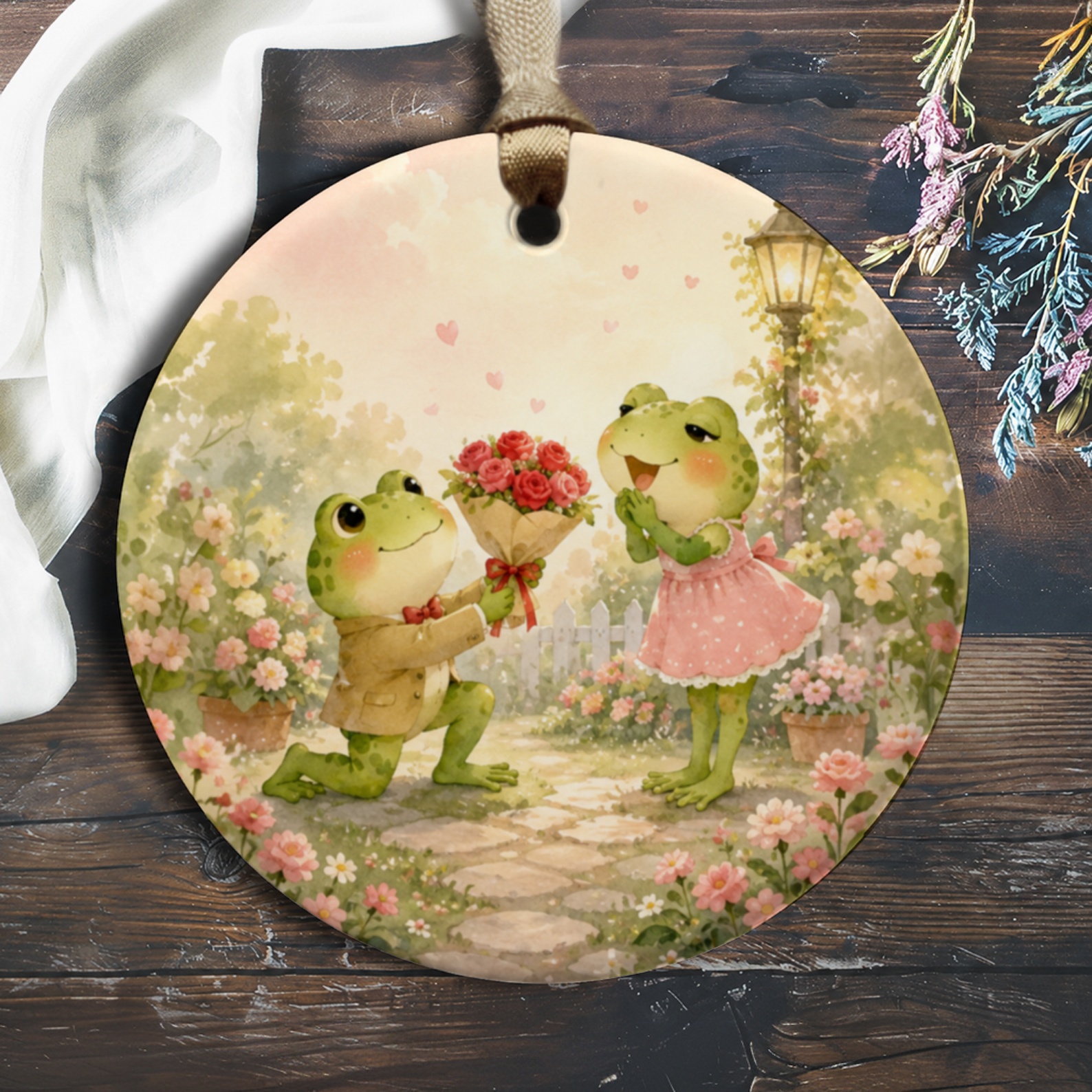 Frog Couple Wedding Ornament Cute Animal Love Keepsake Romantic Gift For Newlyweds Engagement Celebration Home Decor O903