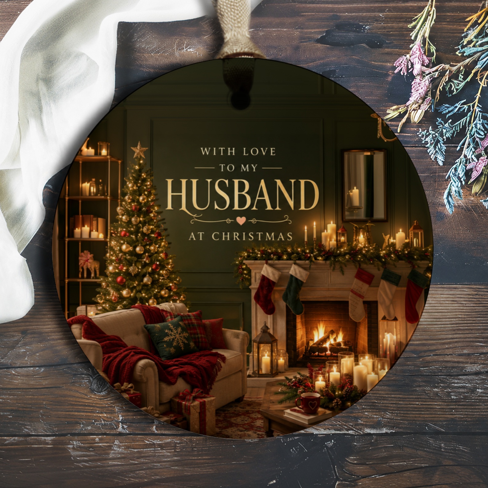 With Love To My Husband At Christmas Ornament Cozy Holiday Decor Gift For Him Festive Home Decoration Christmas Tree Ornament O974