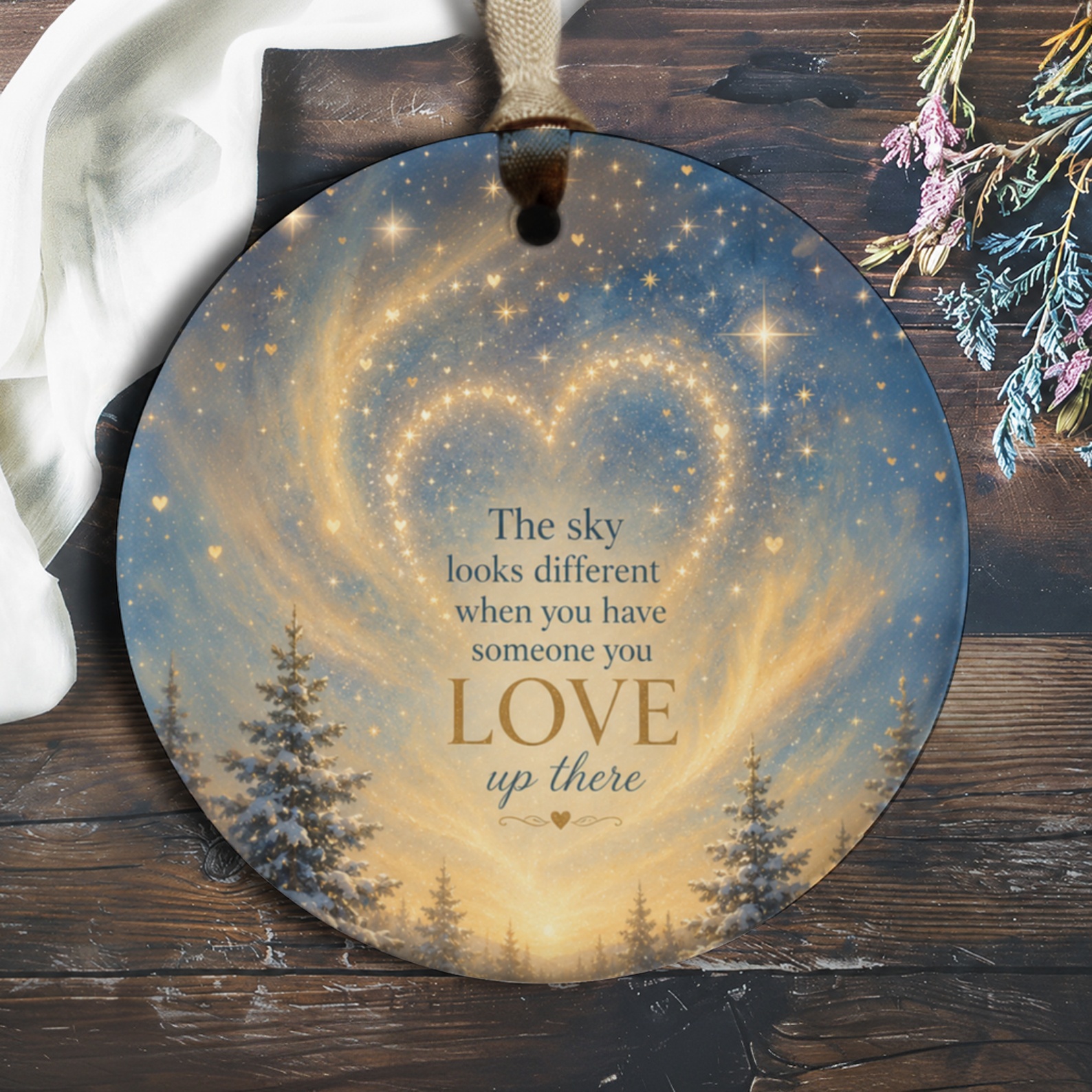 The Sky Looks Different Memorial Ornament Starry Sky Heart Remembrance Gift Loved One Loss Keepsake Sympathy Ornament O975