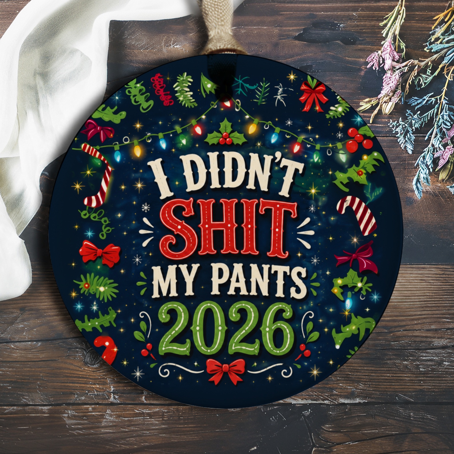 I Didn't Shit My Pants 2026 Funny Christmas Ornament Holiday Gag Gift Festive Decoration New Year Celebration O980
