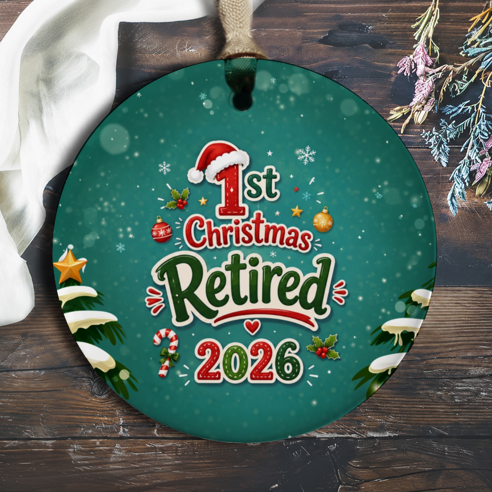 1st Christmas Retired 2026 Ornament Festive Holiday Decoration Keepsake Gift For Retiree Christmas Tree Decor O981