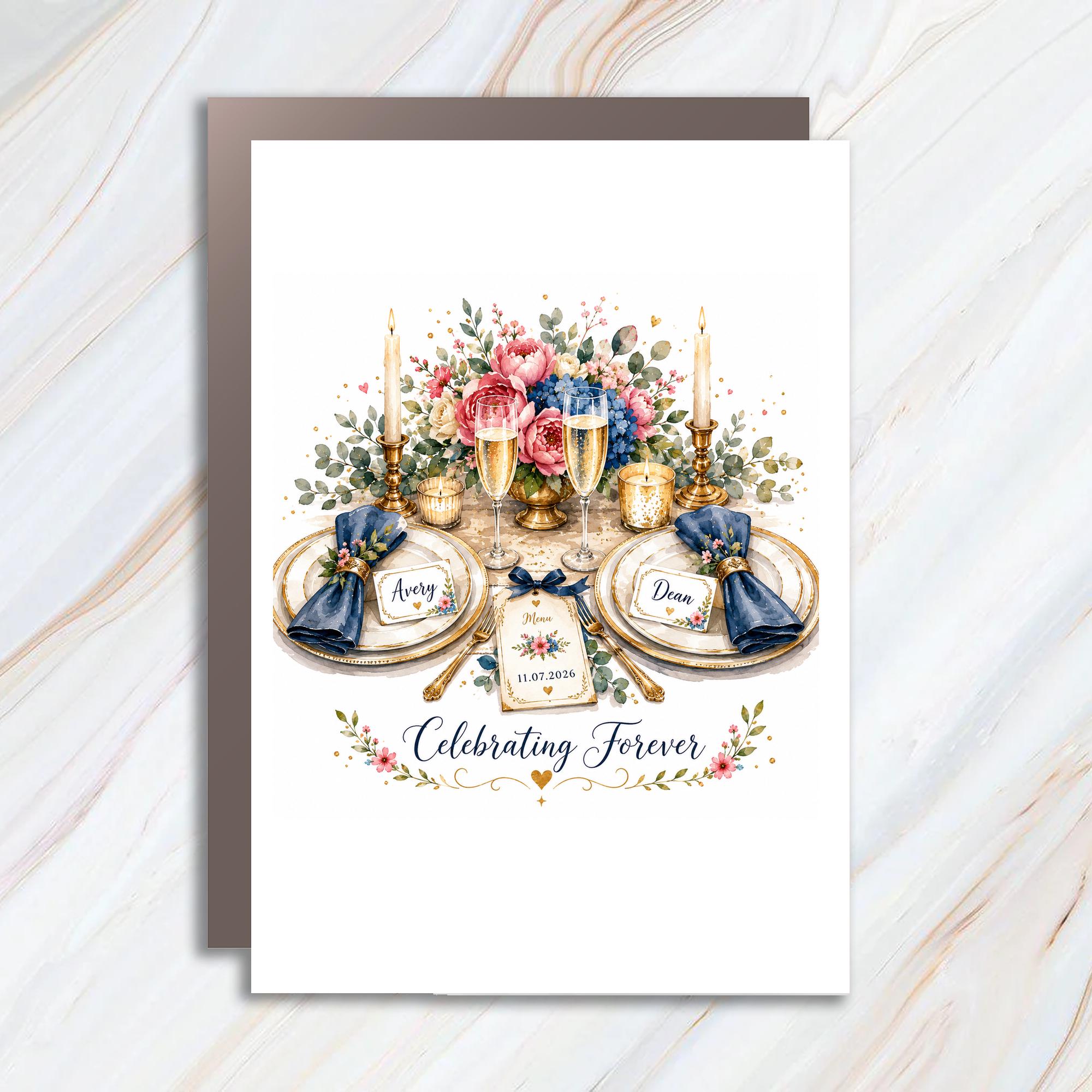 Personalized Celebrating Forever Wedding Card Elegant Floral Romantic Greeting Card For Couple Anniversary Celebration C1110