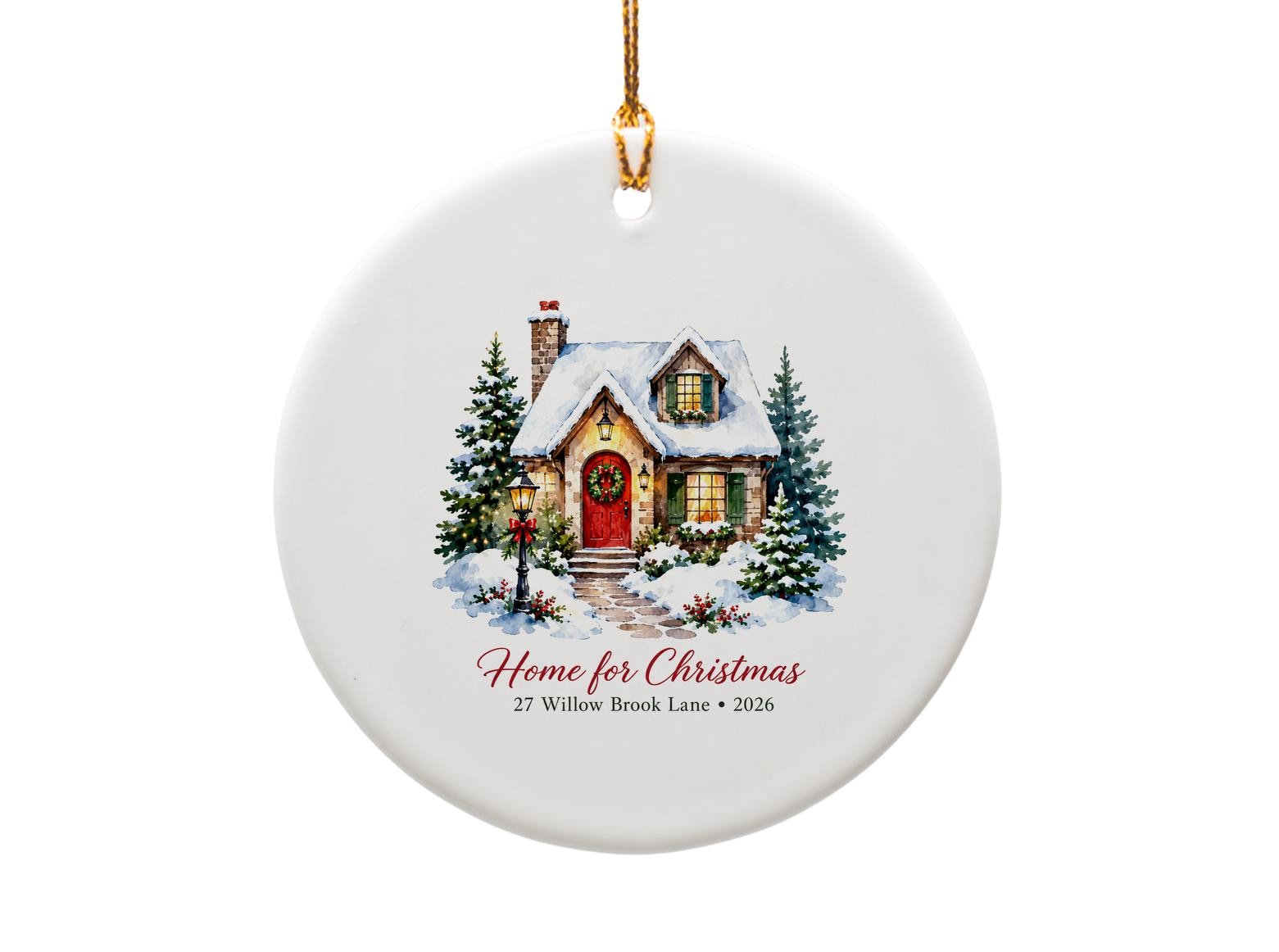 Home For Christmas Christmas Card Snowy House Scene Holiday Greeting Card Festive Winter 2026 Personalized Address O1111