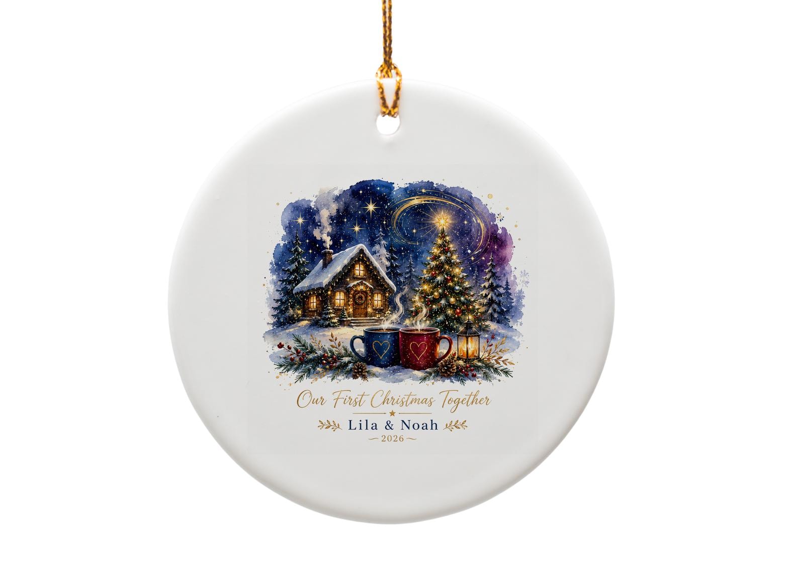 Our First Christmas Together Ornament Personalized 2026 Holiday Keepsake Winter Scene Christmas Tree Decor O1115