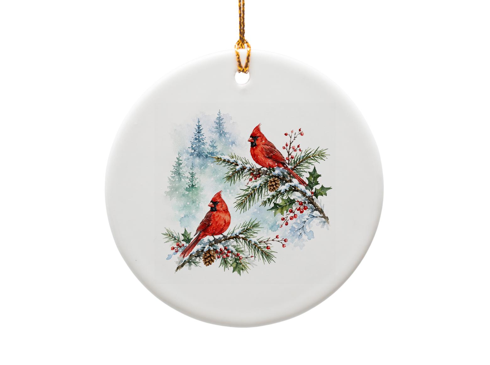Cardinal Christmas Ornament Winter Bird Decor Holiday Tree Decoration Nature Lover Gift Snowy Branch O1117